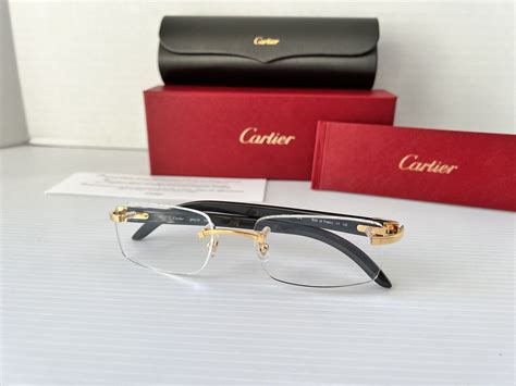 Cartier C Decor Ct0049o 001 Gold Black Buffalo Horn Temples Clearlens Eyeglasses Ebay