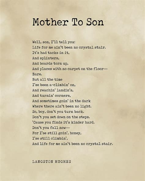 Mother To Son Langston Hughes Poem Literature Typewriter Print