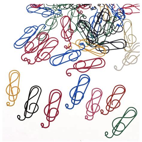 50pcs Random Color Musical Notes Style Metal Cute Paper Clips In Clips