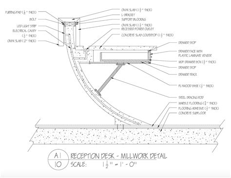 Custom Reception Desk Section Drawing On Behance