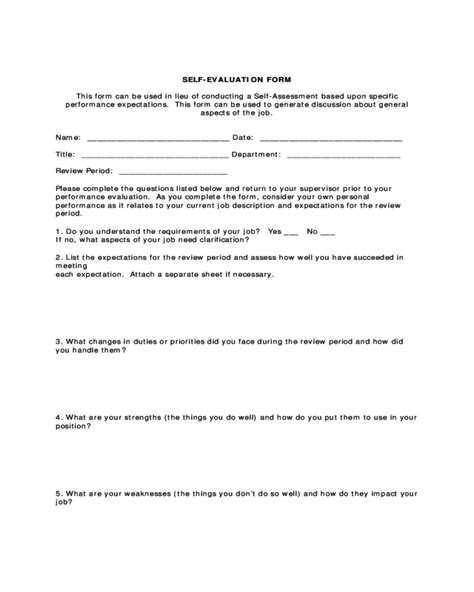 Simple Self Evaluation Form Edit Fill Sign Online Handypdf