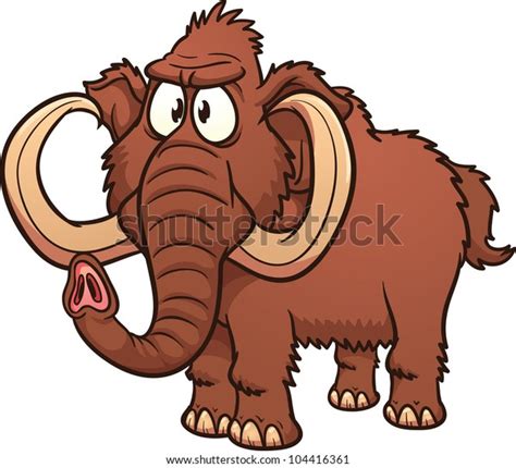 Cartoon Mammoth Vector Illustration Simple Gradients Stock Vector