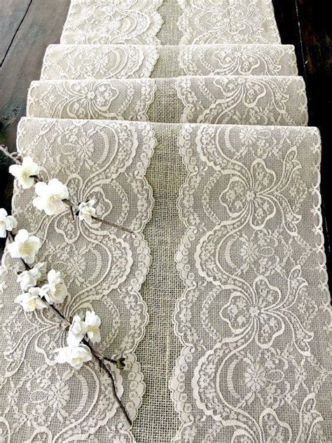 Wedding Table Runner With Beige Lace Rustic Chic Wedding Tablecloth