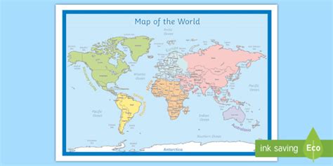 Ks2 Labeled World Map Poster Primary Resources