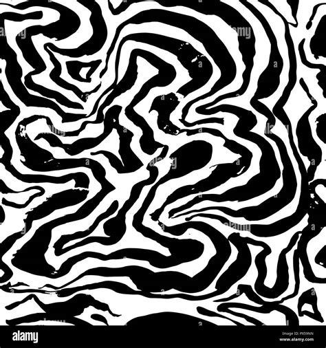 Brush Painted Zebra Seamless Pattern Black And White Stripes Grunge