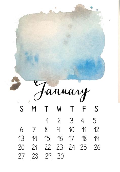 7x10 Watercolor Calendar Watercolor Calendar Watercolor Calendar