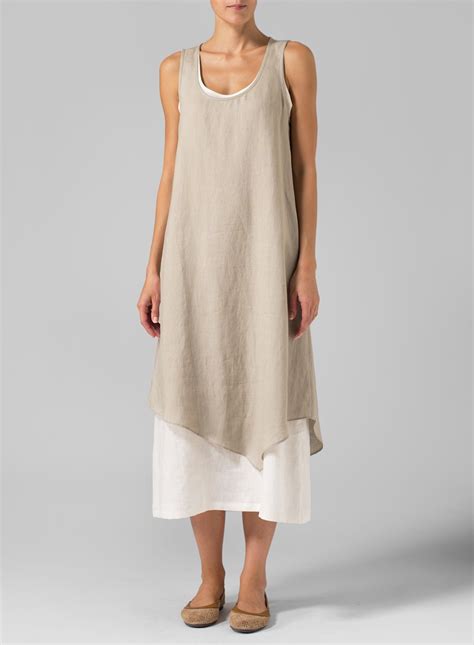 linen double layered long dress fashion vivid linen dress long dress plus size