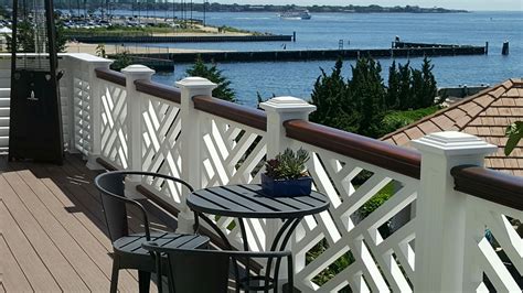 Kevin o'connor and jeff sweenor demonstrate how to assemble and install a chippendale railing for the rhode island beach house. Custom PVC chippendale deck railing. Water front view ...