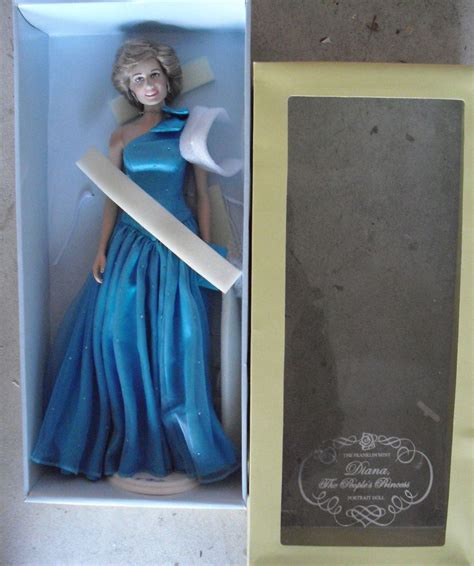Rare Franklin Mint Vinyl Princess Diana In Aquamarine Gown Doll