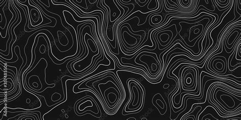 Topographic Contour Map On Dark Background Vector Grid Map Stock