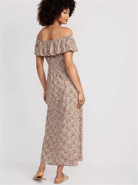 Waist Defined Floral Off The Shoulder Maxi Dress Old Navy