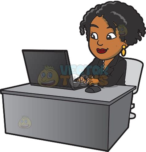 A Black Woman Using Her Office Laptop Black Women Her Office Gray Beaded Necklace