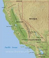 Physical map of California