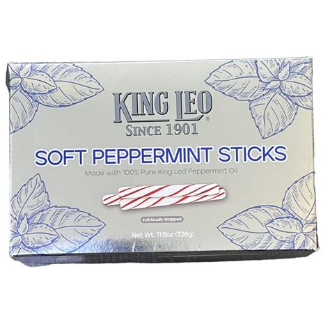King Leo Soft Peppermint Sticks 115 Oz Box