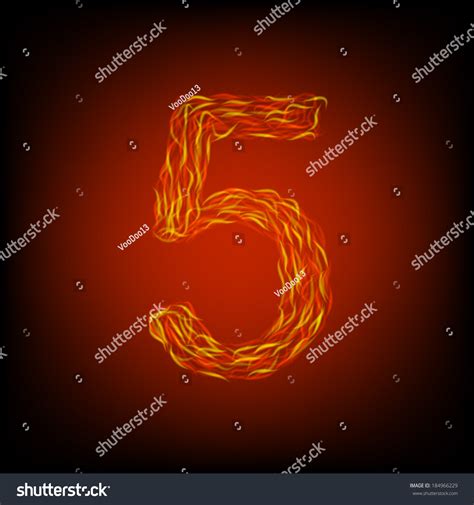 Fire Number 5 Vector Illustration Stock Vector Royalty Free 184966229