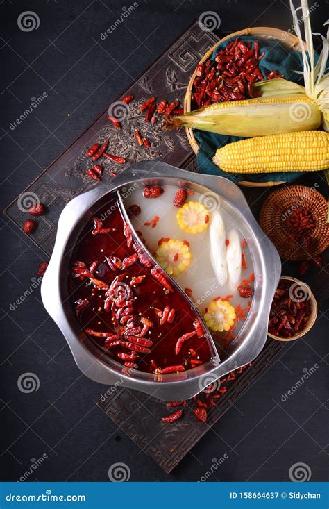 Sichuan Spicy Hot Pot Cuisine And Ingredients Stock Image Image Of
