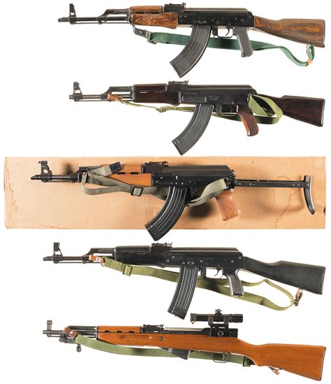 Five Russian Designed Semi Automatic Carbines W Slings Rock Island