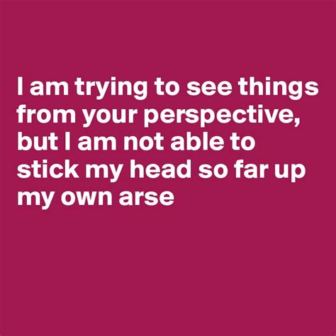 I Am Trying To See Things From Your Perspective But I Am Not Able To Stick My Head So Far Up My