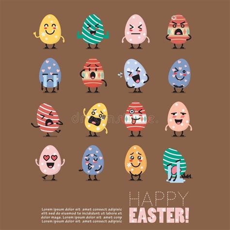Easter Egg Character Emoji Set Stock Vector Illustration Of Chat