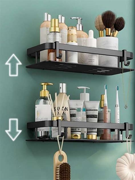 Pc Wall Mounted Punch Free Bathroom Storage Rack Shower Caddy Shelf