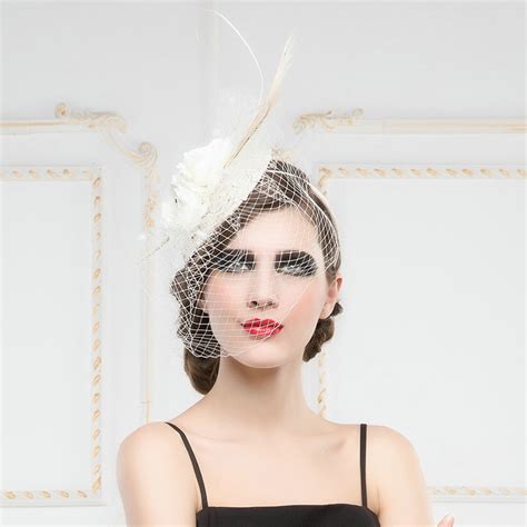 buy wholesale luxury european white birdcage bridal flower feathers fascinator hair hoop bride
