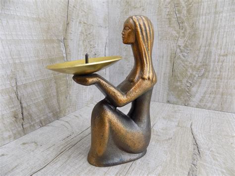 vintage candlestick brass nude woman candle holder girl etsy canada