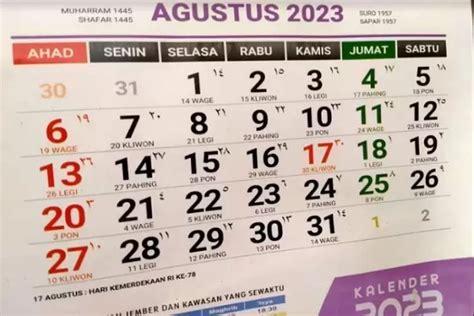 Hari Ini Tanggal 1 Agustus 2023 Dalam Kalender Jawa Tanggal Berapa