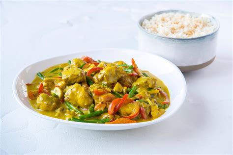 Poulet chinois au curry coco légumes et riz Recette