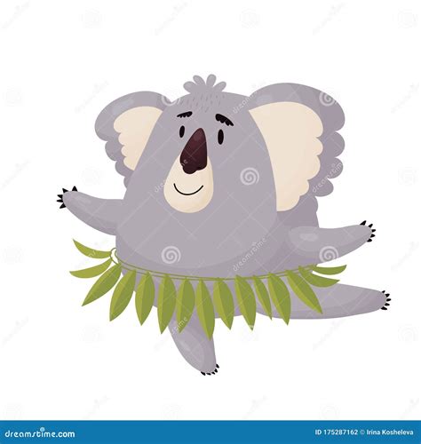 Cute Koala Dancing On One Paw Dance Ballet Stock Vector Illustration