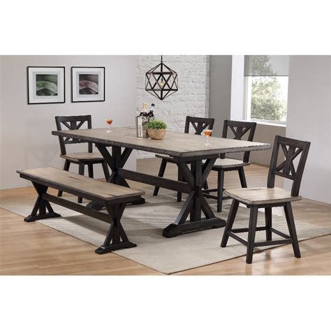 Today, their simple wooden design makes them excellent choices for the dining room and kitchen. Farmhouse Sand and Black 6 Piece Dining Set with Bench ...