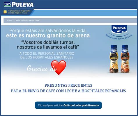Puleva ofrece café con leche a profesionales de la salud muestras gratis y regalos Todo
