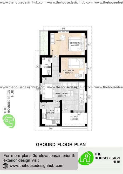 20 X 39 Ft 2bhk Ground Floor Plan In 750 Sq Ft The House Design Hub
