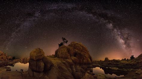 Milky Way Watson Lake In The Night In Prescott Arizona Night Landscape