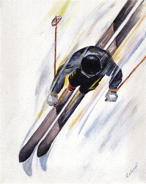 Downhill Skier Painting Print By Robin Wiesneth On Fine Art America