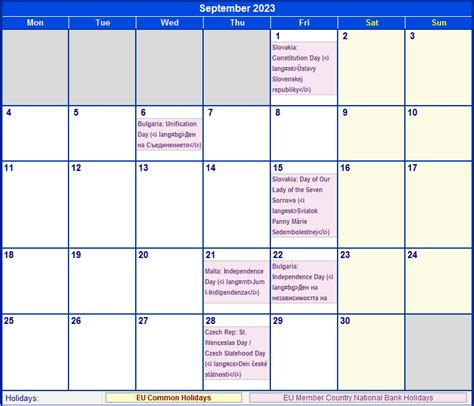 September 2023 Eu Calendar With Holidays For Printing Image Format