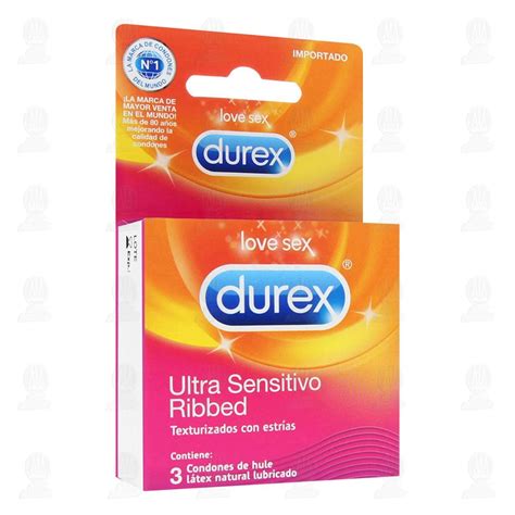 Durex Ultra Sensitivo Ribbed 3 Condones De Látex