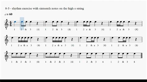 8 3 Rhythm Exercise With Sixteenth Notes On The High E