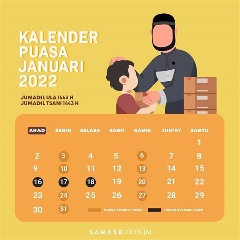 Foto Dakwah Kalender Puasa Sunnah Bulan Januari 2022
