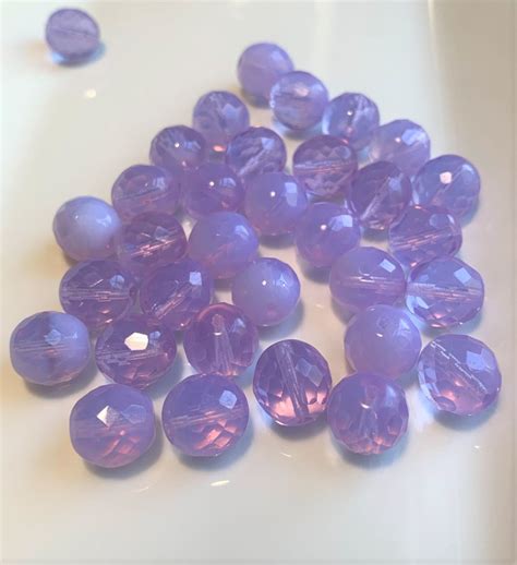 6 Pcs Violet Opal Round Faceted Fire Polished Czech Beads Etsy