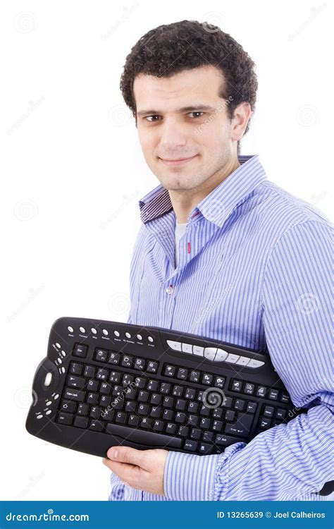 Man With Keyboard Stock Image Image Of Keypad Businessman 13265639