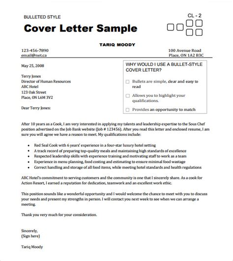 It's fine to use some lines and experiences from your resume to bolster your credibility on a cover letter. FREE 14+ Useful Sample Chef Resume Templates in MS Word ...