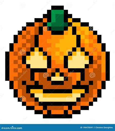 Halloween Pumpkin Lantern Pixel Art Game Icon Stock Vector
