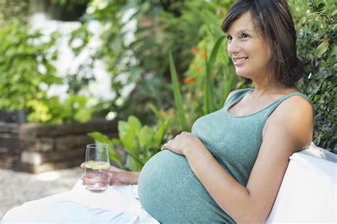 Pregnant Woman Relaxing Outdoors Stock Image F Science