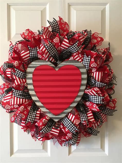 Valentines Day Heart Wreath Front Door Wreath Etsy Uk Valentine