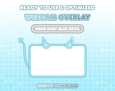 Twitch Static Neon Baby Blue Devil Webcam Overlay Etsy