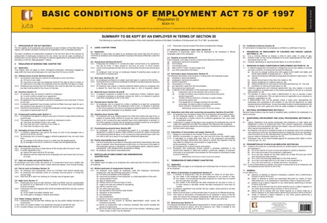Basic Conditions Of Employment Act 75 Of 1997 2023 Revised Poster