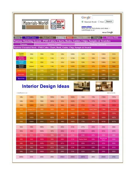 Pantone Matching System Pms Colors Charts