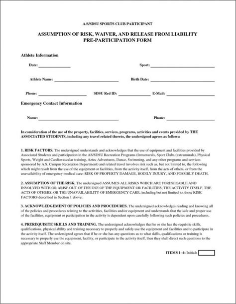 Free Accident Liability Release Form Template Doc Sample Stableshvf