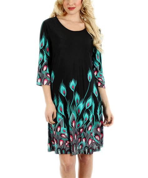 aster black and teal peacock shift dress plus too ropa