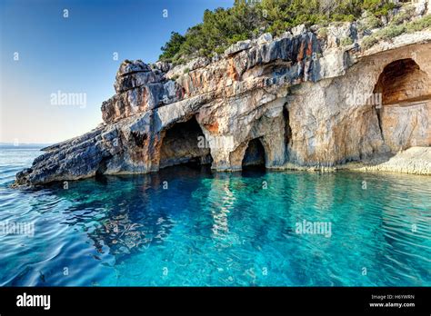The Famous Blue Caves In Zakynthos Island Greece Stock Photo Alamy